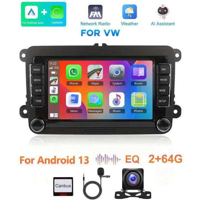 Nowy Android carplay / nawigacja / gps / kamera cofania / VW / W32!