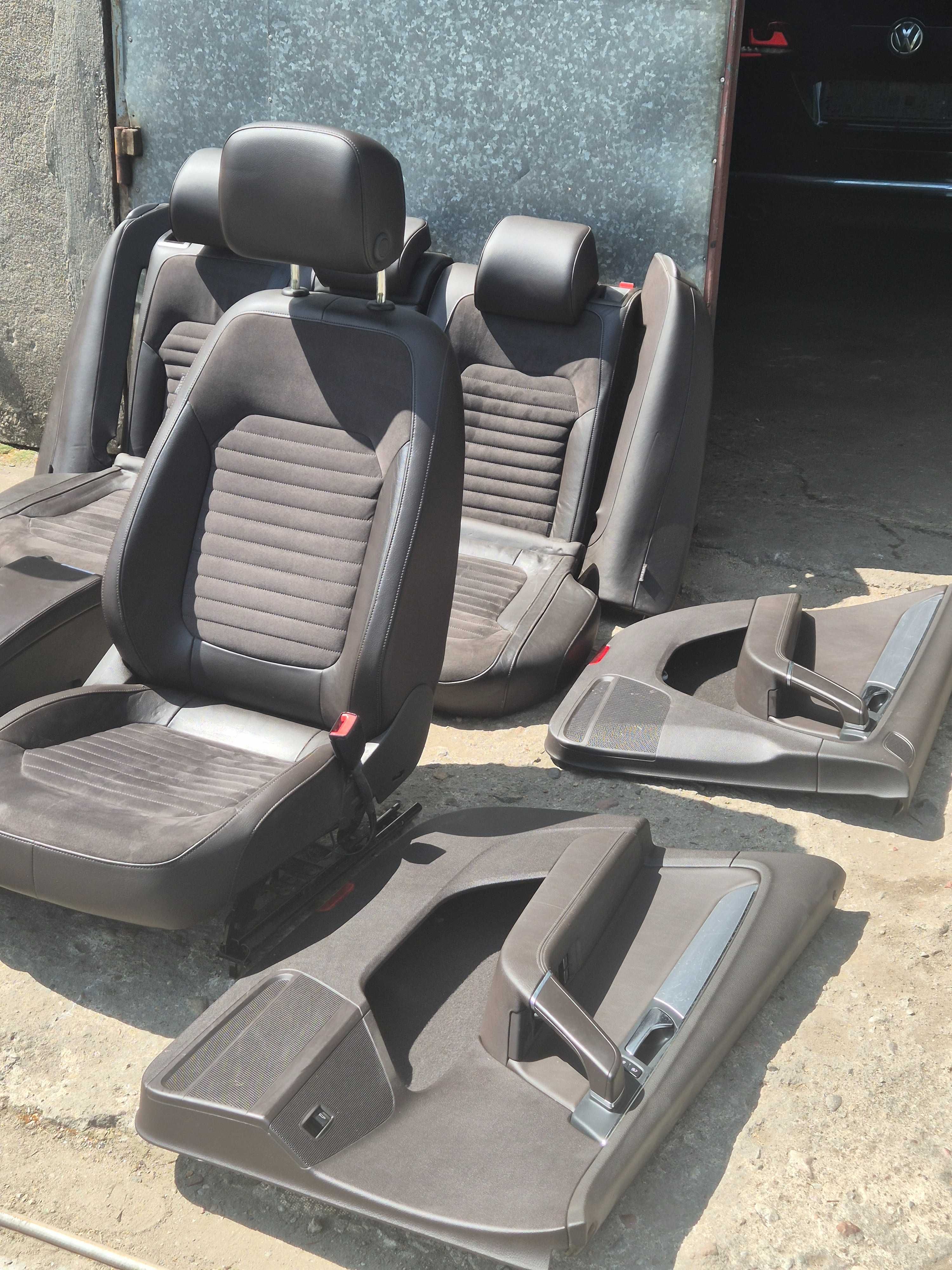 fotele boczki skóra VW PASSAT B7 kombi ALCANTARA brązowe BDB