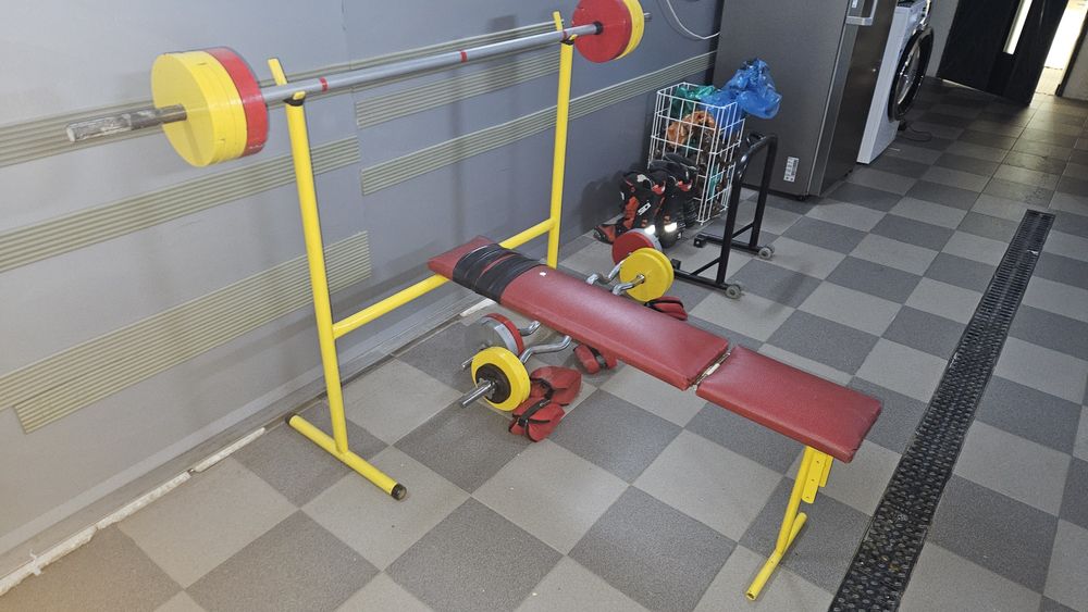 Zestaw do ćwiczeń ławka 3 gryfy 100kg