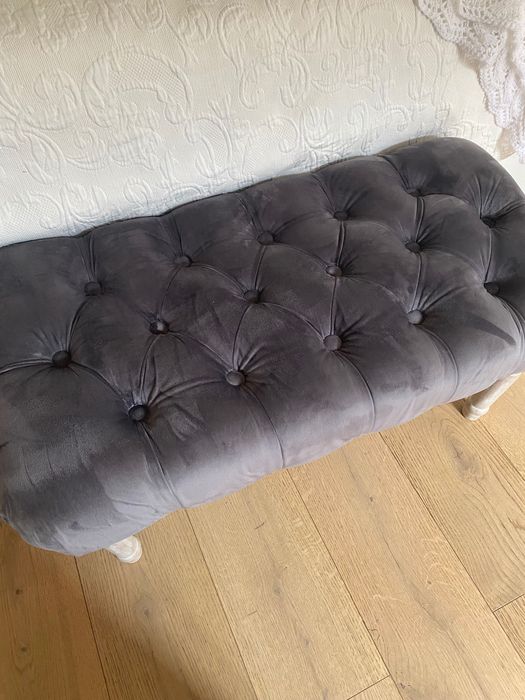 Siedzisko puf ława szara welurowa