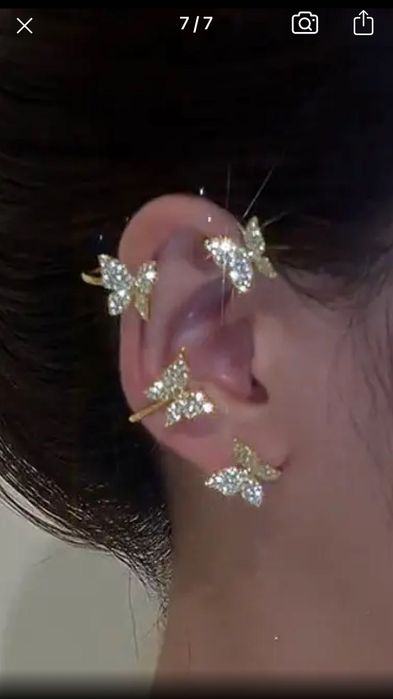 Золотые і срібні  клипсы - каффи, метелики 1 шт + олх доставка