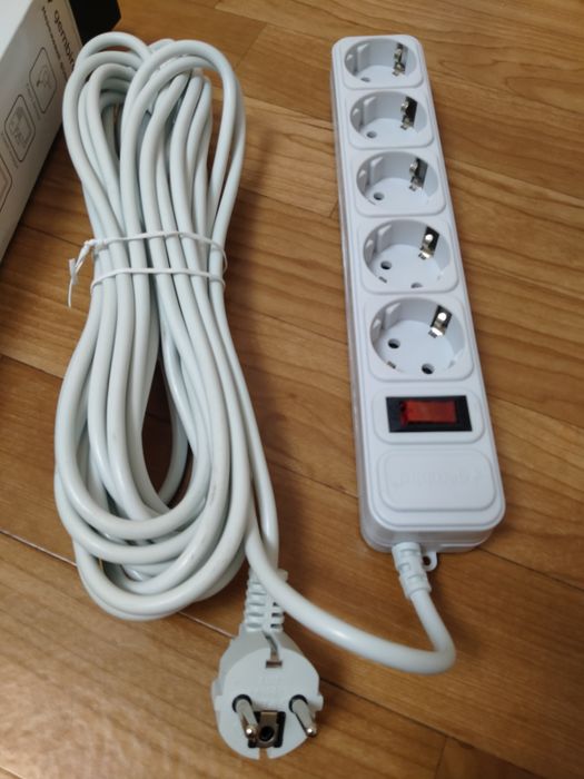 Сетевой фильтр 10м. Gembird SPG5-G-10MG, 5 розеток,