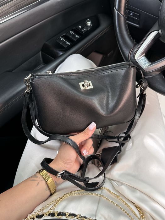 Сумка Balenciaga Rodeo Mini шкіра | чорна | срібна та золота фурнітура