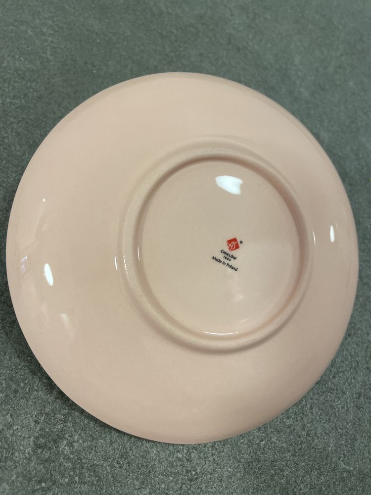 Ćmielow - porcelanowy różowy talerzyk