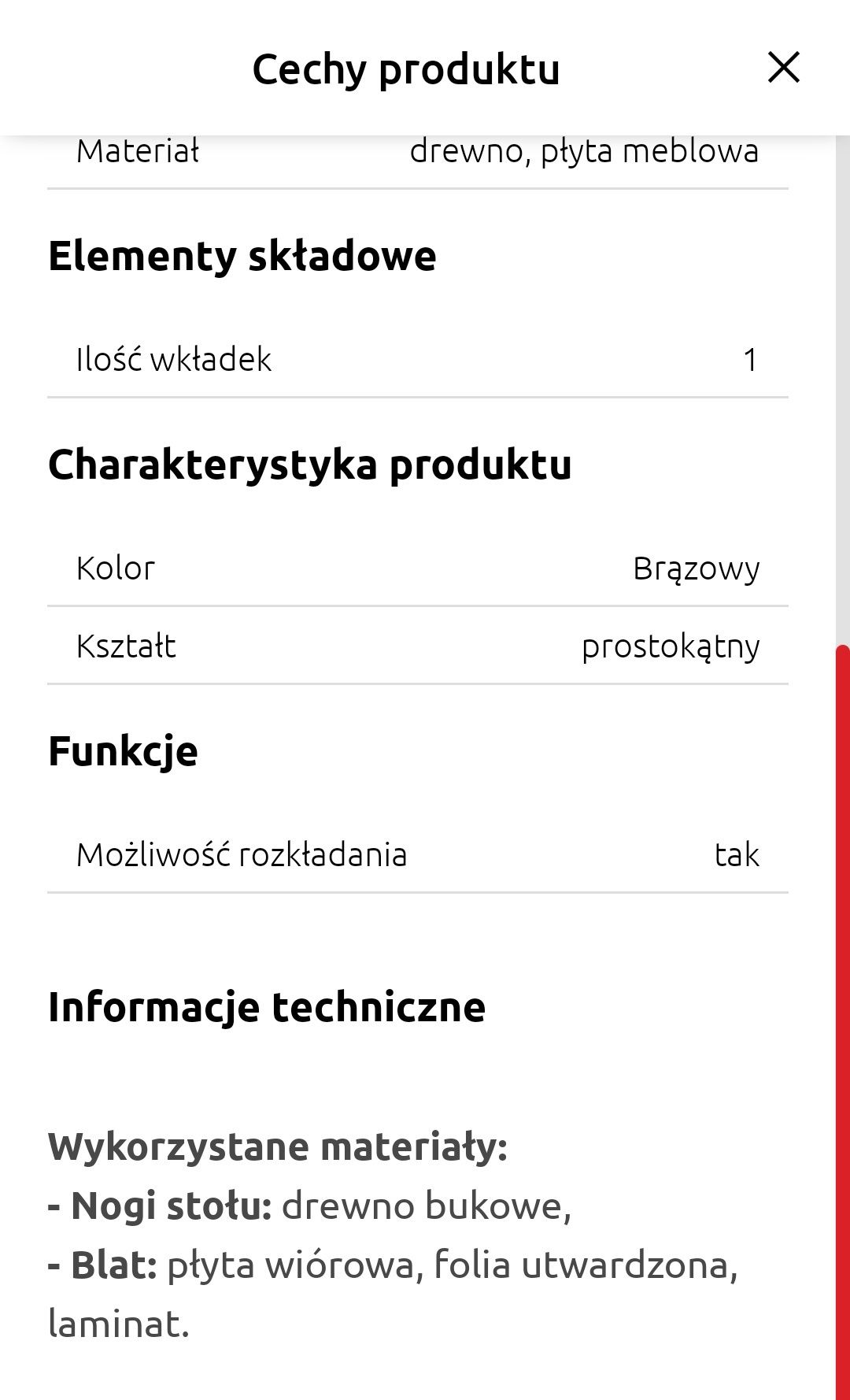 Stół rozkładany Kent BRW kasztan