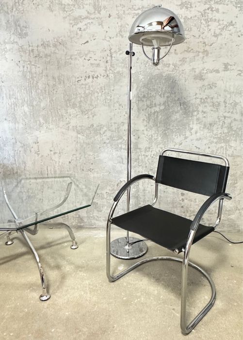 Fotel Bauhaus Marcel Breuer / Mart Stam – chrom, skóra, Made in Italy