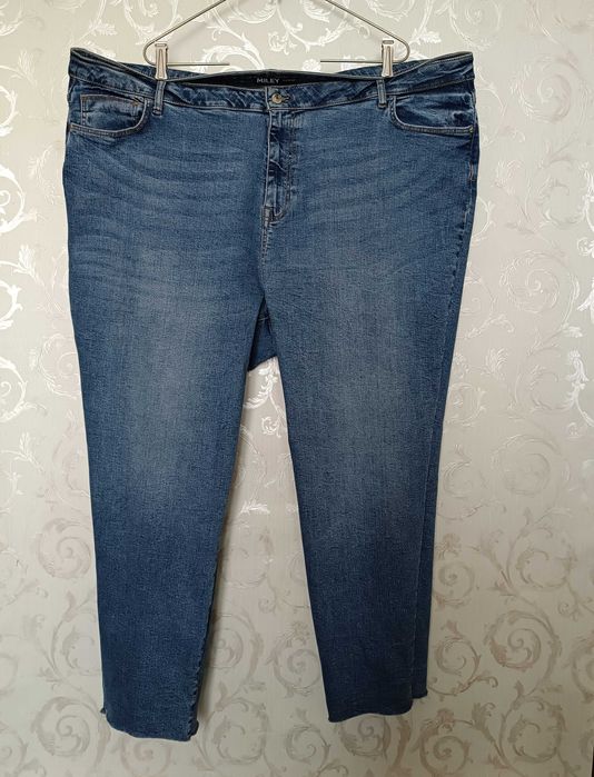 сині джинси штани стрейчеві слім великі батал р 24 / євро 52 / 58-60