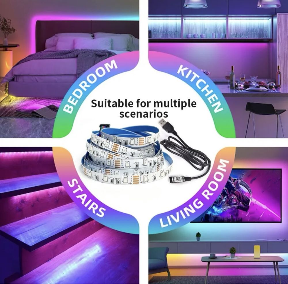 FITA de Luzes LED 5 Metros App Bluetooth NOVA