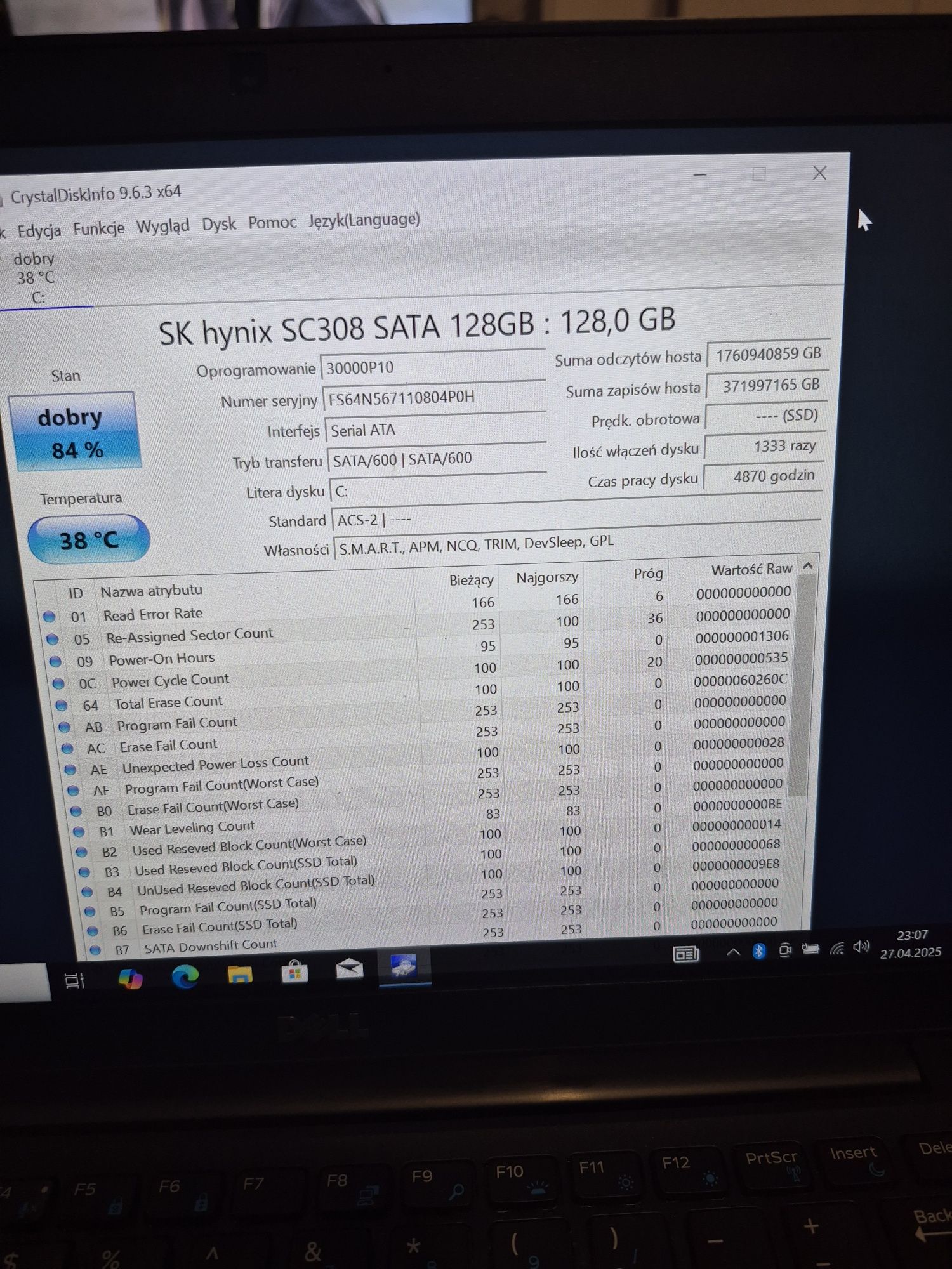 Dysk SSD M2 SKhynix 128GB win 10 Pro (23)