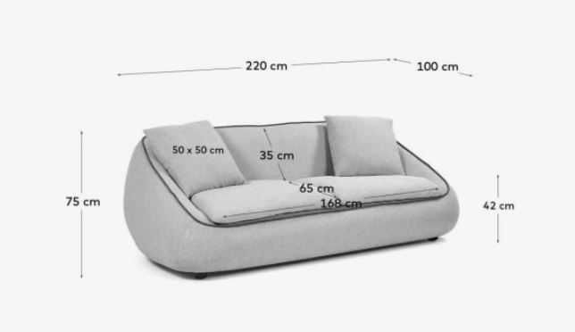 sofa de 3 lugares cinza da Kave Home Safira