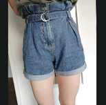 Spodenki szorty denim jeansowe bershka paperbag 36 S 34 XS