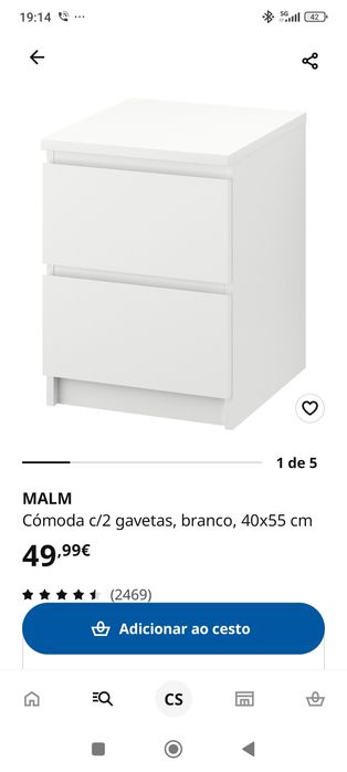 Mesa cabeceira malm branca