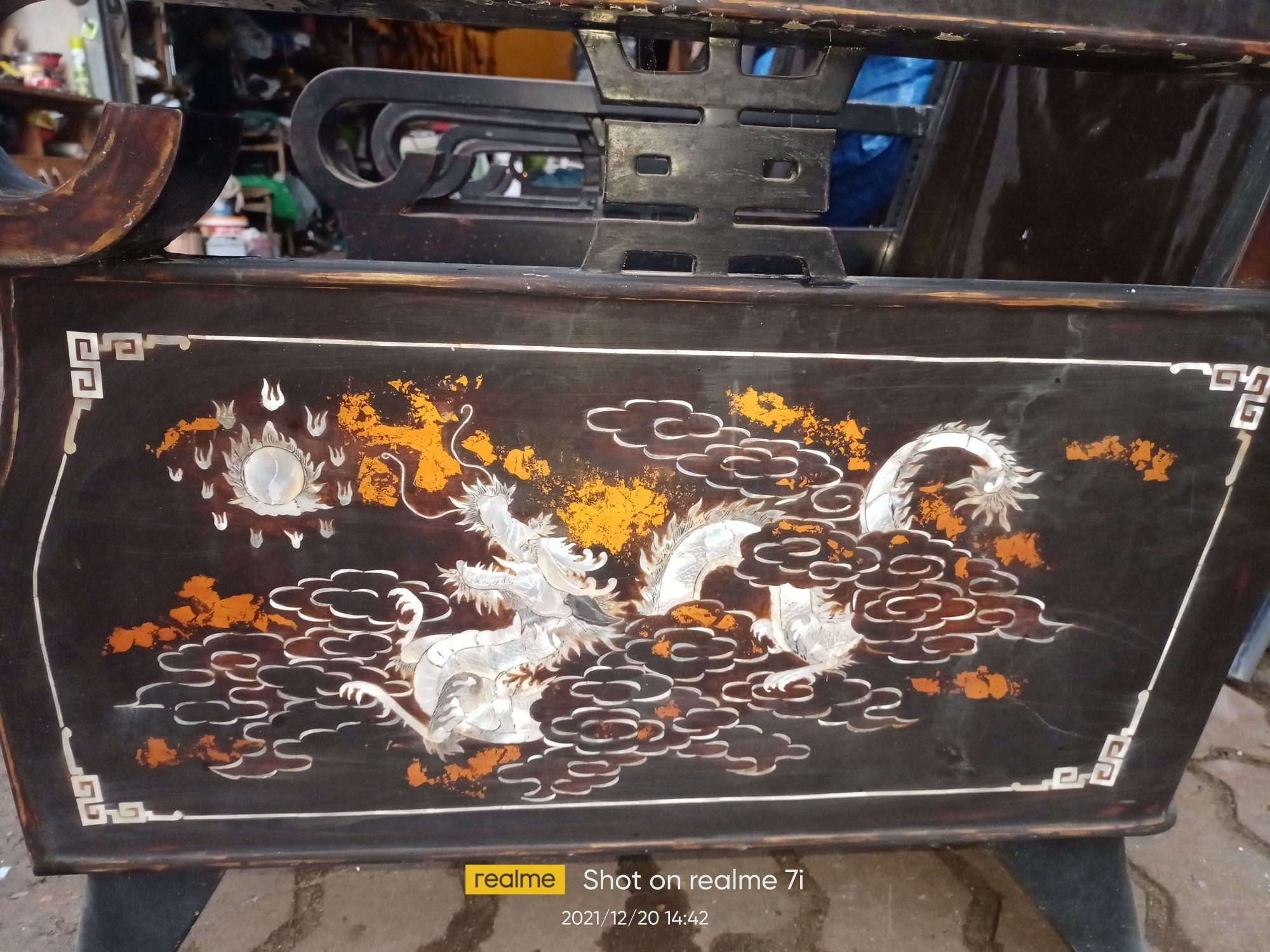 Biurko Stare Lustro 57x97, krzesła Japońskie Koreańskie