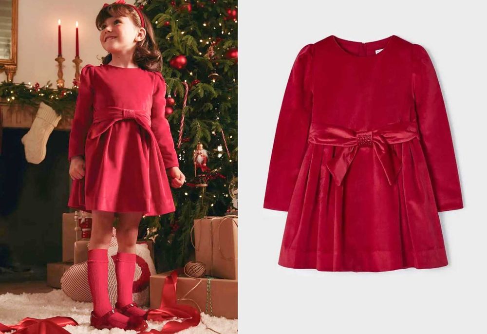 Сукня Mayoral 128-134см (8-9р)  новорічна, святкова, велюрова, червона