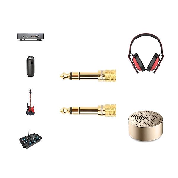 Ugreen adapter przejściówka z 3,5 mm mini jack na 6,3 mm jack złoty (2
