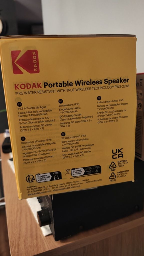 Głośnik bluetooth stereo Kodak Pws-2248 60W tws jak jbl