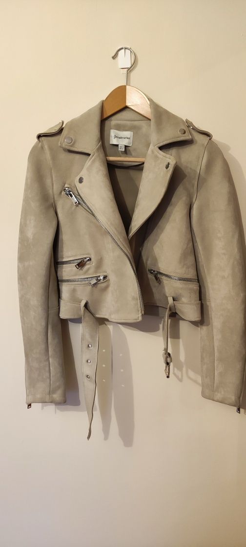 Kurtka damska biker Stradivarius z imitacji zamszu roz. S