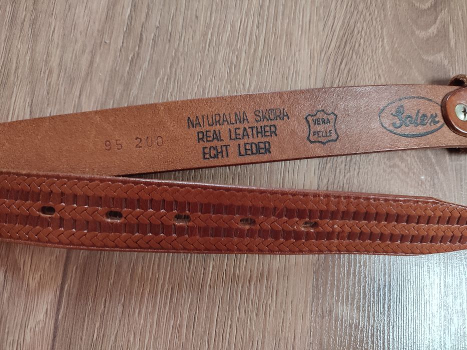 Pasek ze skóry naturalnej brązowy 95cm