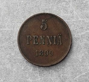 414) FINLANDIA - 5 Pennia - 1899 r.