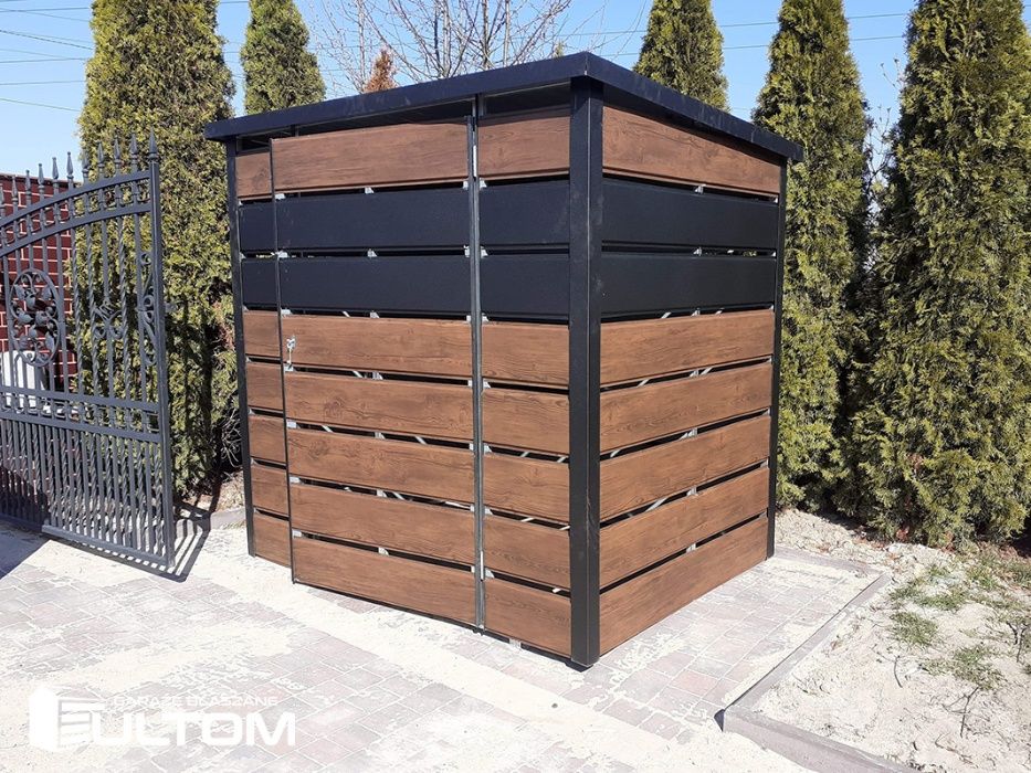 Wiata śmietnikowa blaszana, schowek