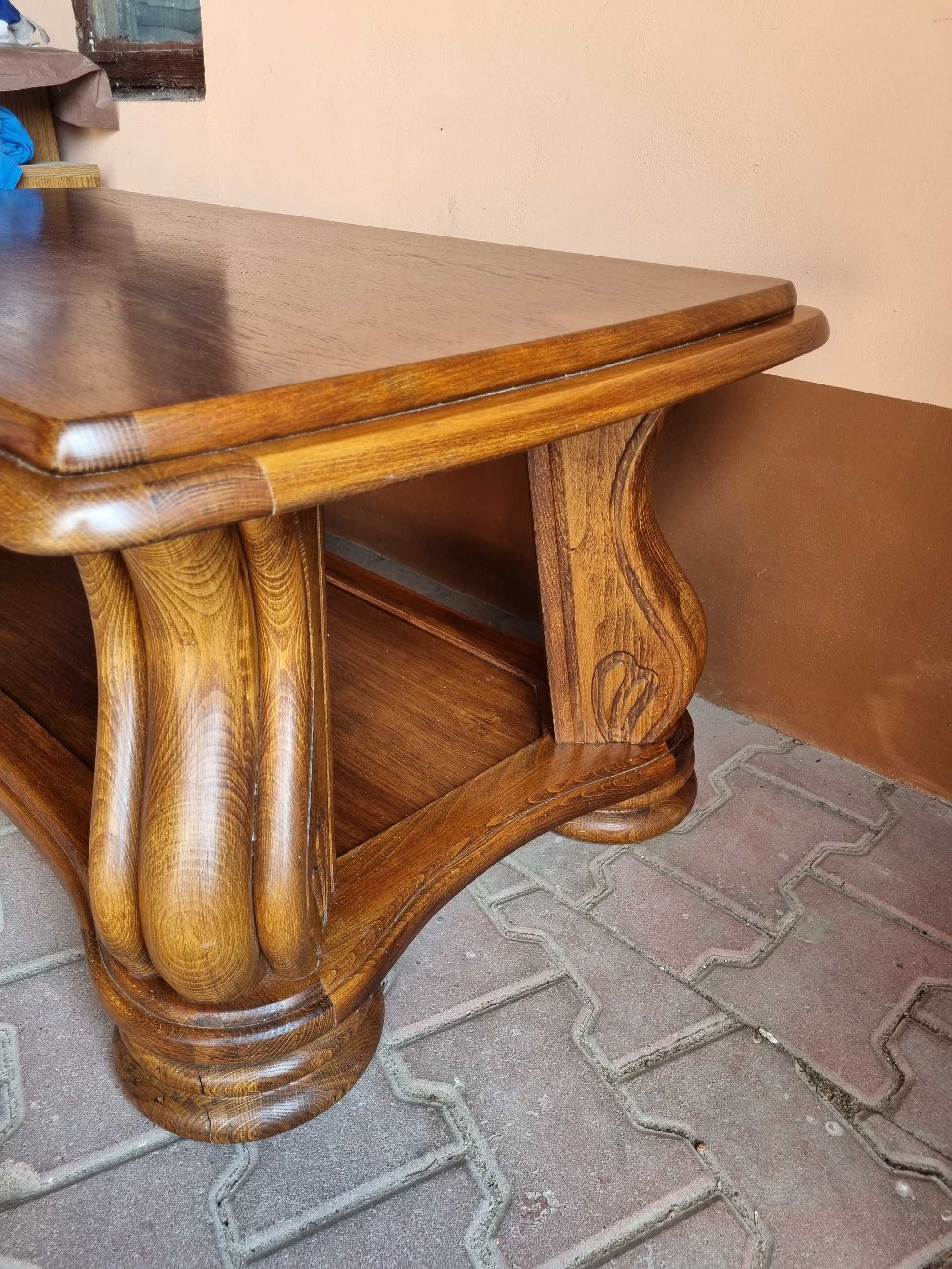 Stylowa drewniana ława ciemny orzech