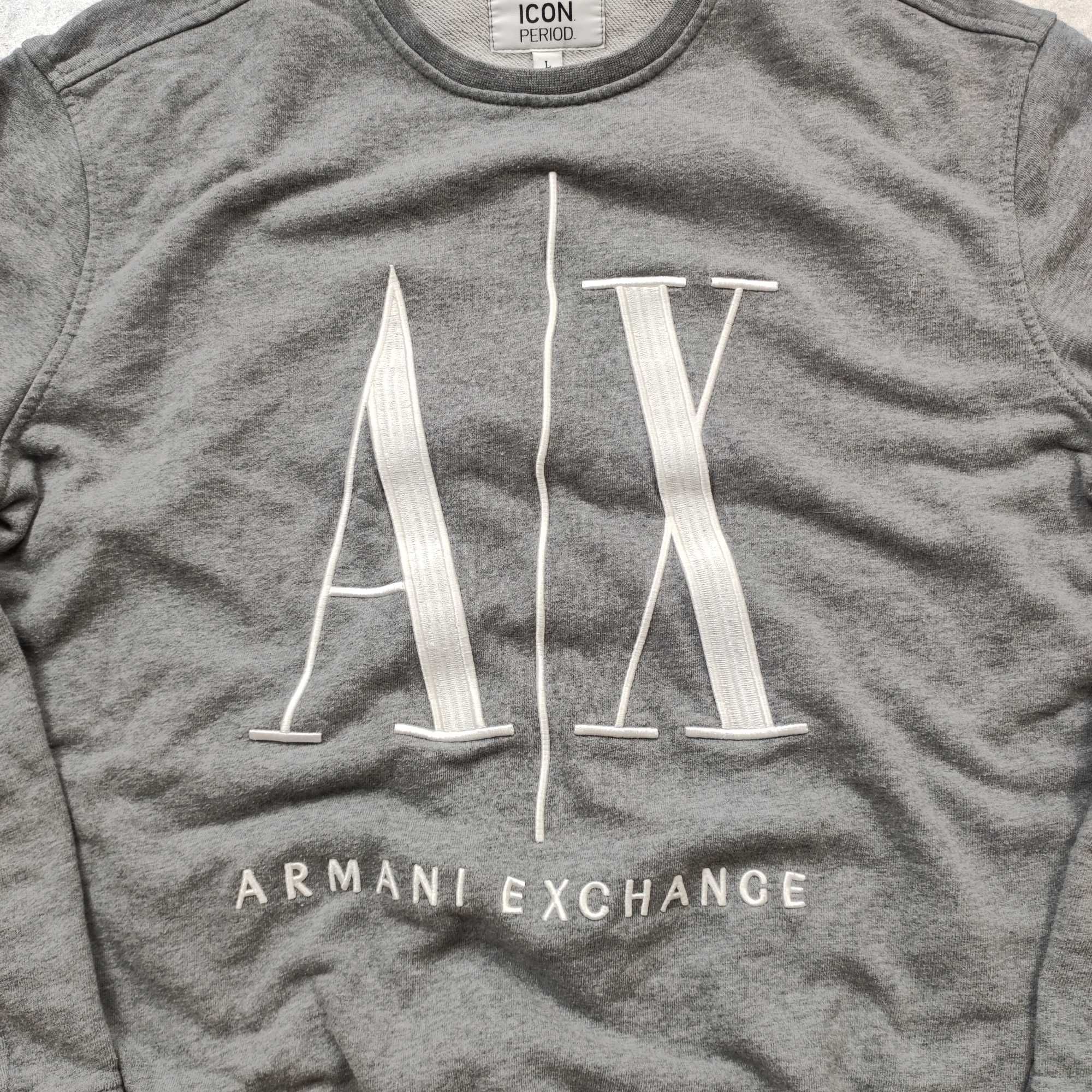 DAMSKA Bluza PREMIUM Haft Logo Emporio Armani Exchange Szara Crewneck