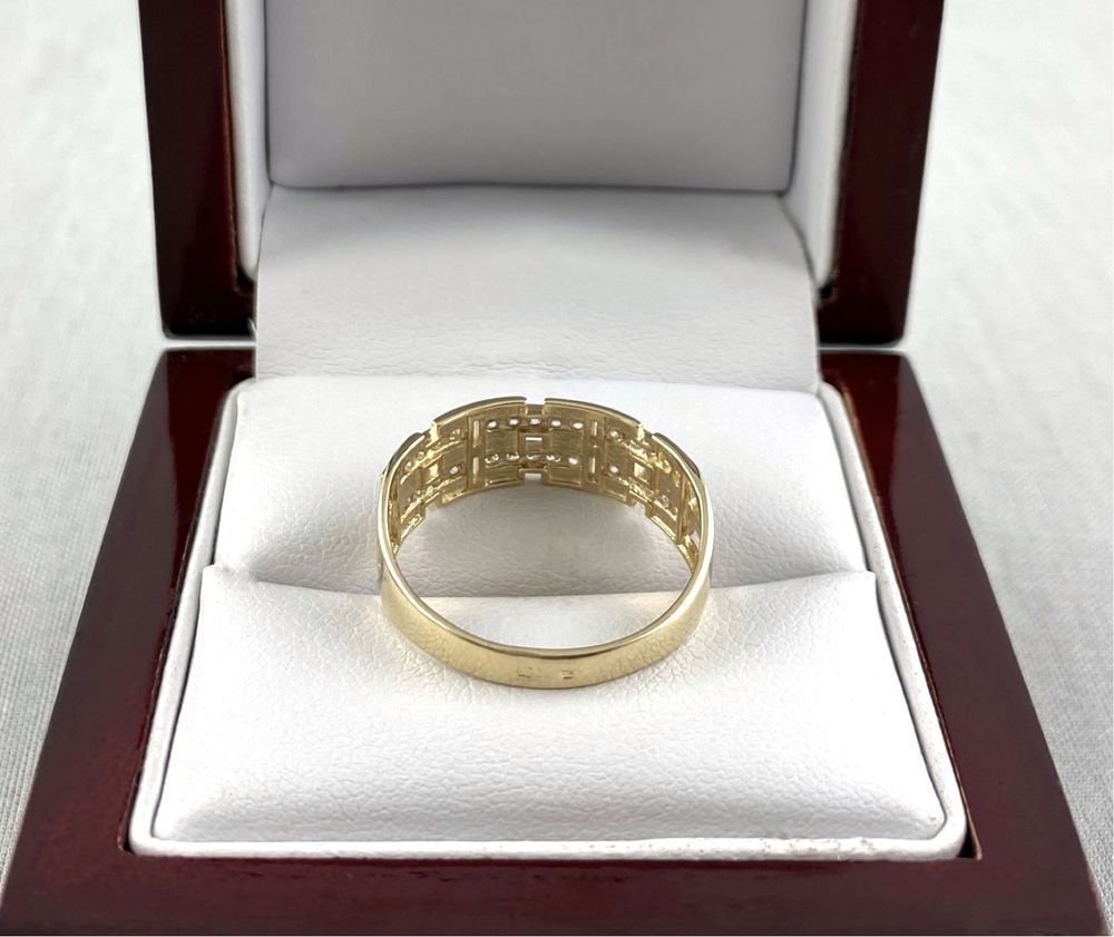 ZŁOTY pierścionek z cyrkoniami PR. 585 (14K) rozmiar 19