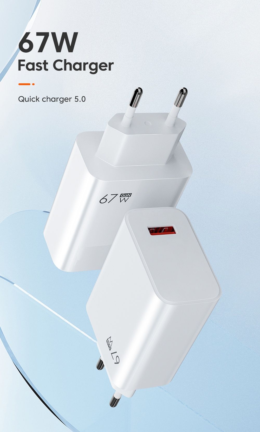 Зарядка 67W Turbo Charge для телефона, зарядний пристрій Type-C-USB