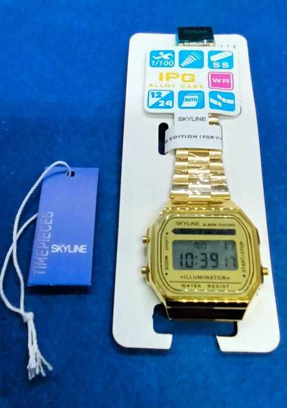 Skyline Digital Retro Dourado - todo em Metal