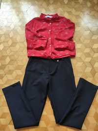 Elegancki zestaw- spodnie i bluzka- czarne spodnie- bluzka w kwiaty