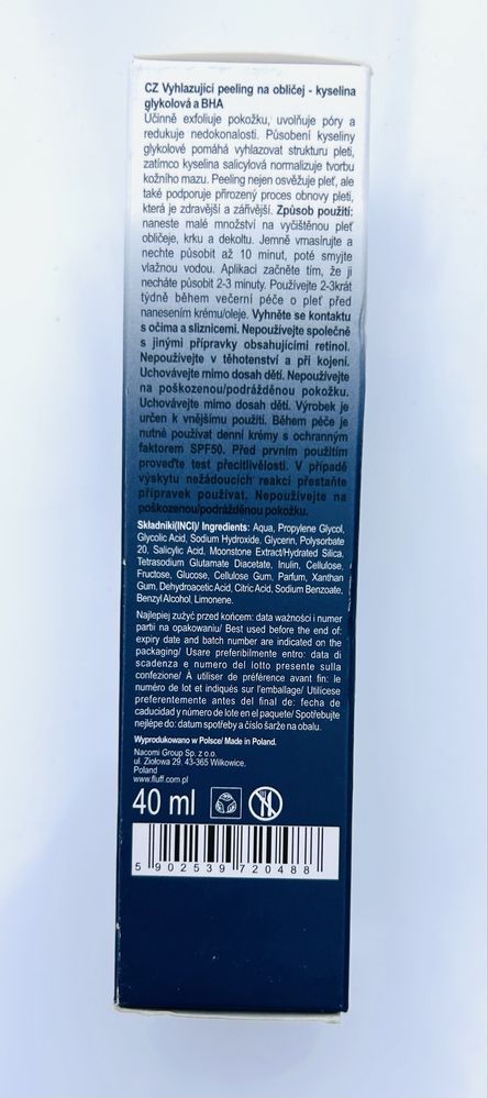 FLUFF peeling do twarzy wygładzający - kwas glikolowy i BHA
