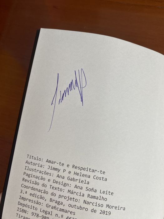 Livro “amar-te e respeitar-te” jimmy p autografado