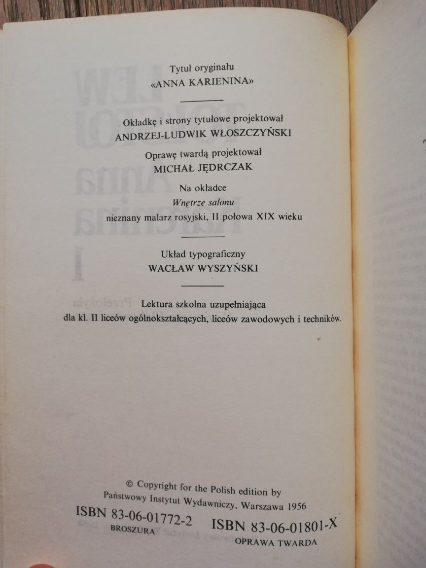 Lew Tołstoj - Anna Karenina, tom I. i II.