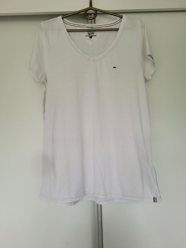 Tommy Hilfiger. Biała koszulka / t-shirt na krótki rękaw, rozmiar XL /