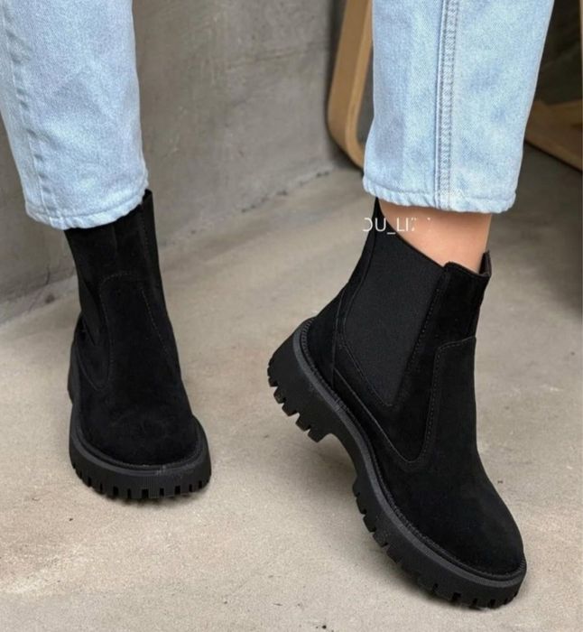 Черевики Челсі зимові, натуральна замша, ботинки челси замш