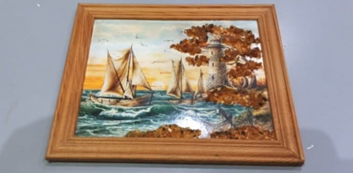 Obrazek z Bursztynami w ramce 15x18