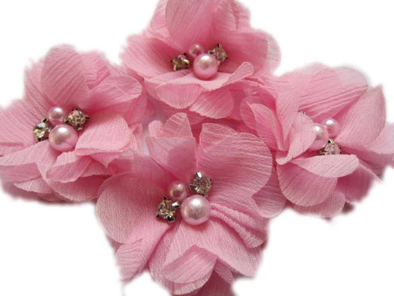 Płatki kwiatów na do dekoracji rękodzieła z szyfonu perły