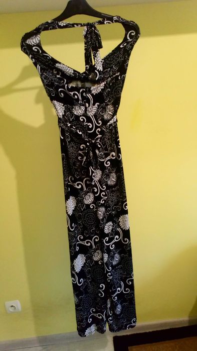 Długa letnia sukienka czarno - biała Fashion Wave, r. S / 36