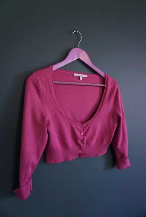 Sweterek krótki crop top Bershka M 38 różowy dziewczęcy sweter