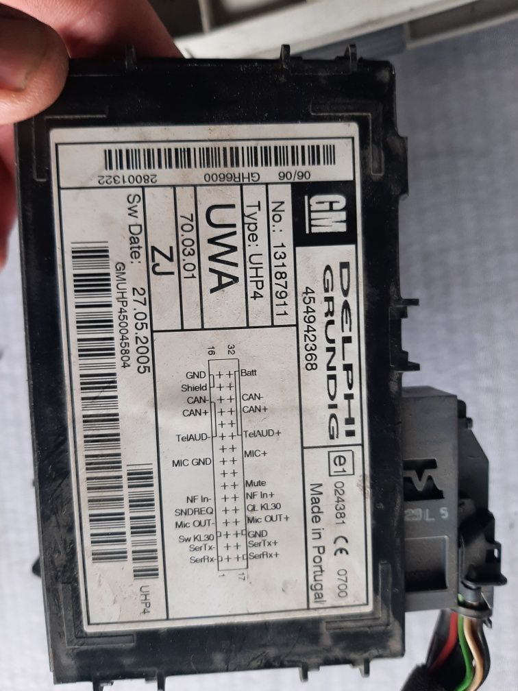 Opel zafira b astra h moduł bluetooth UWA mikrofon zestaw PIN