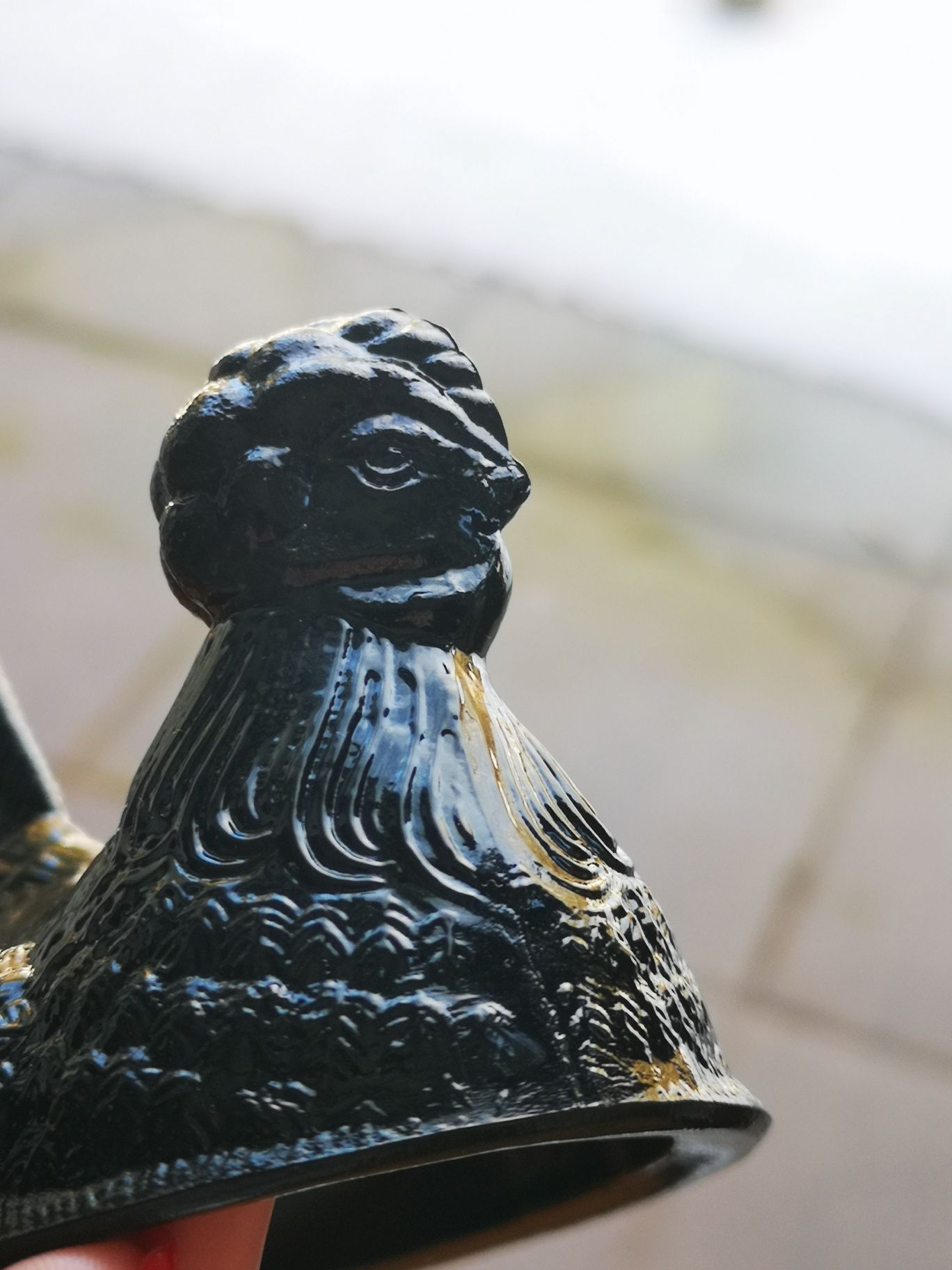 Czarna kura kurka góra Ząbkowice stare kolorowe szkło Ząbkowice PRL