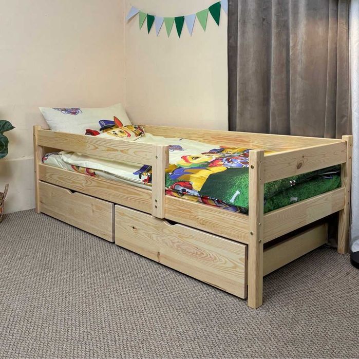Дерев'яне ліжко для хлопчика, дівчинки Тотоша Натуральне дерево