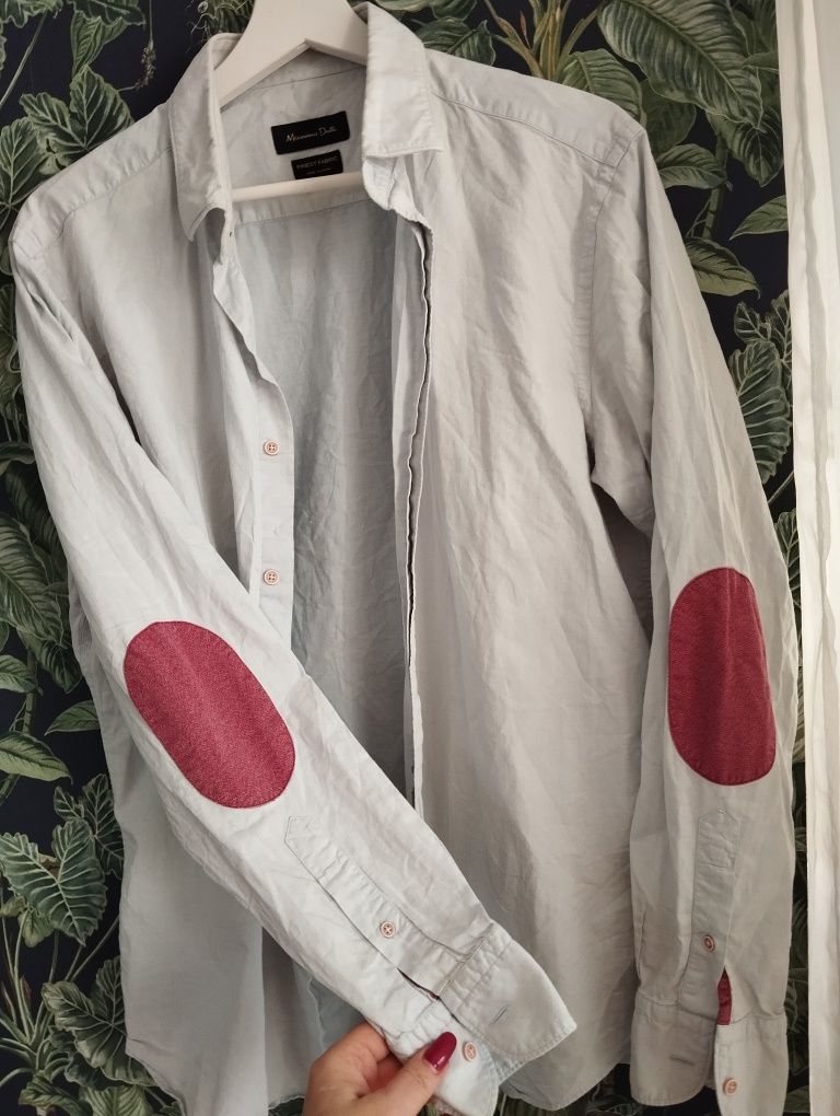 Massimo Dutti błękitna koszula damska casual L łaty super materiał