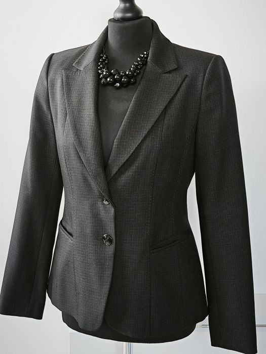 F&F czarna marynarka w delikatną kratkę - rozmiar M