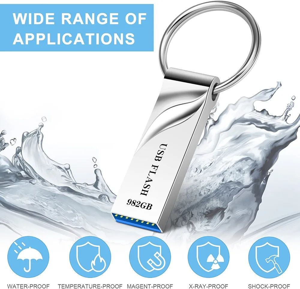 Wodoodporna pamięć USB 3.0 Pamięć USB 982 GB z kółkiem na klucze