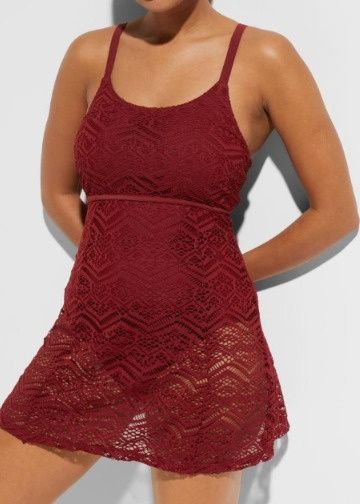 B.P.C bordowa sukienka kąpielowa ażurowa ^42