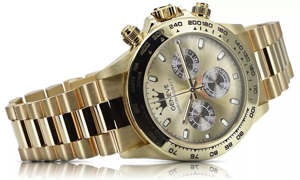 Złoty zegarek z bransoletą męski 14k Geneve mw014ydgb&mbw015y Katowice