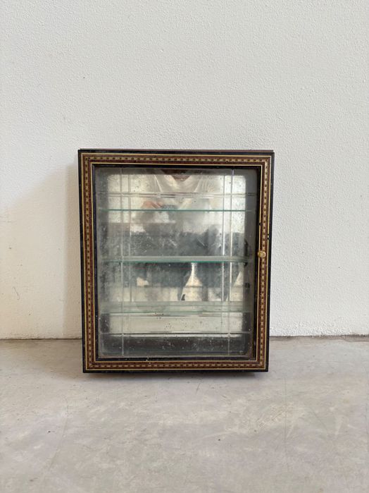 Escaparate com prateleiras e porta em vidro