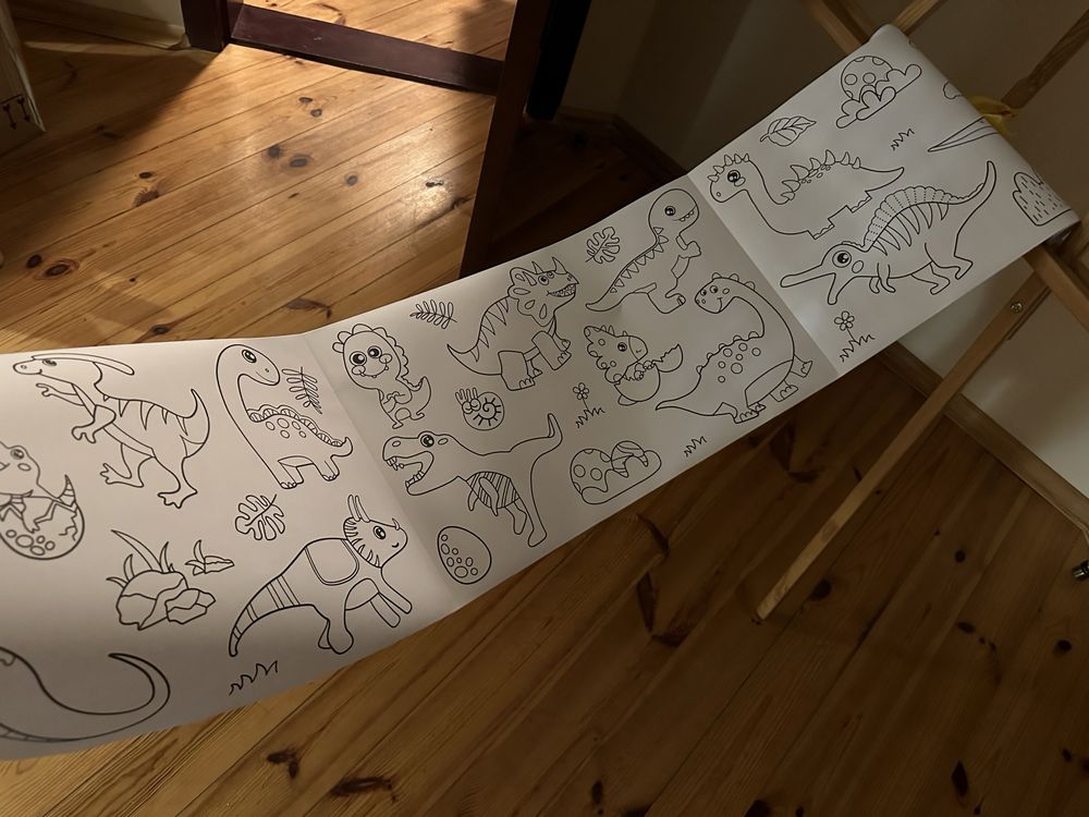 Рулон разукрашки с динозаврами розмальовки 3 метра для детей