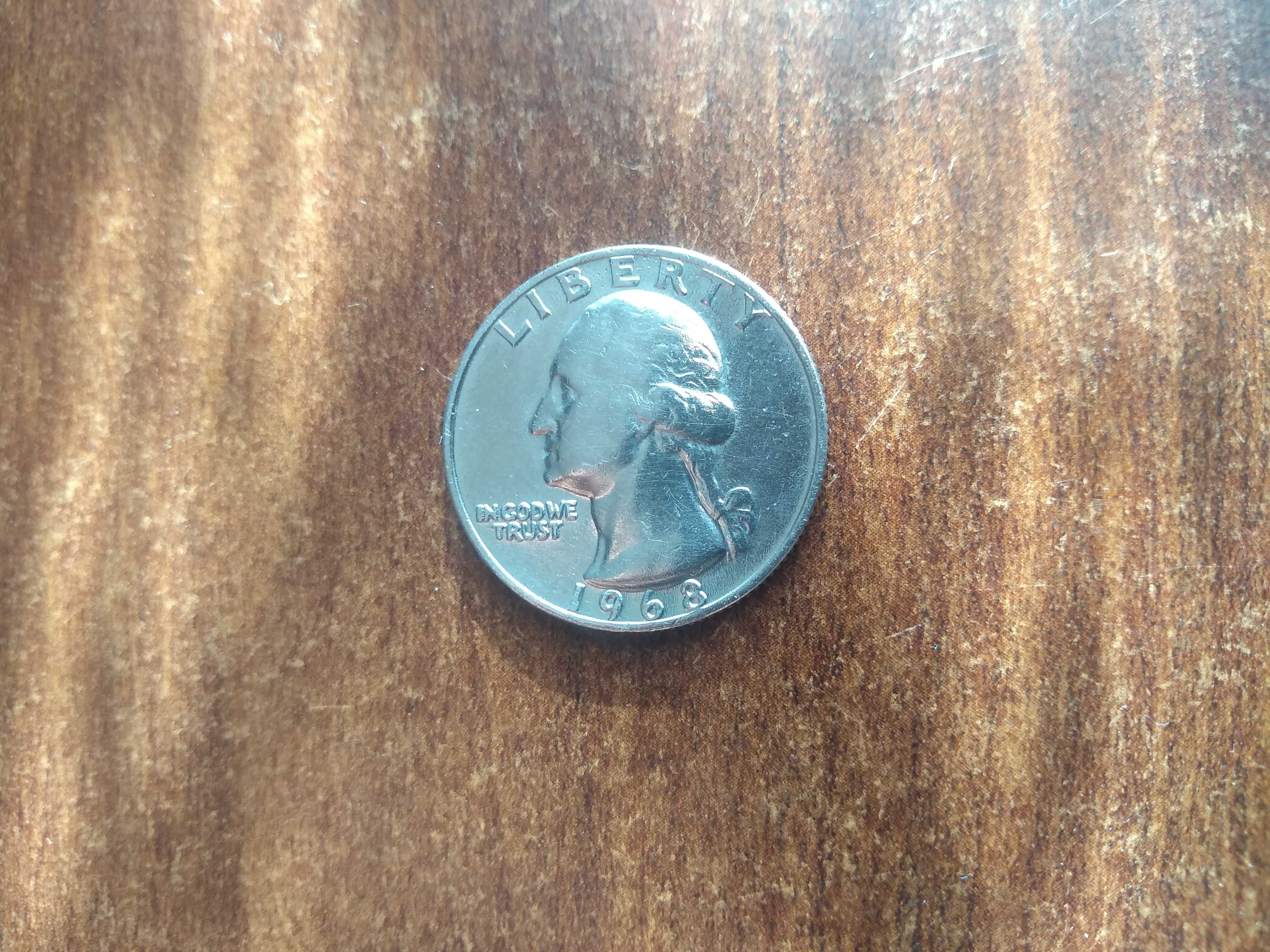 25-cio centówka Quarter Dollar z 1968 roku.